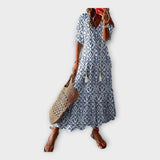 Abito Vintage con Ricamo e Scollo a V