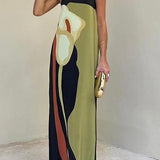Ismeria - Abstract Strapless Maxi Dress
