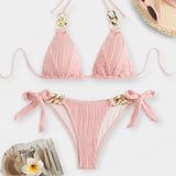 Set di Bikini a Righe con Cuciture