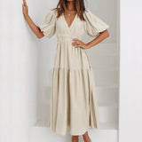 Mirela - V-Neck Puff Dress