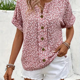 Selestia - Floral Button-Up Blouse