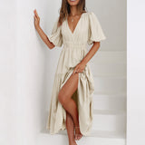 Mirela - V-Neck Puff Dress