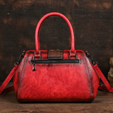 Florina - Borsa a mano in pelle con incisione e motivo floreale