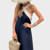 Abito Elegante con Schiena Scoperta e Collo Incrociato Moderno