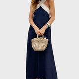 Abito Elegante con Schiena Scoperta e Collo Incrociato Moderno