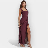 Abito con Spacco e Volant Regolati