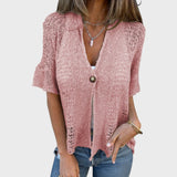 Varrea - Maglia a tinta unita da donna con un bottone