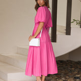Mirela - V-Neck Puff Dress