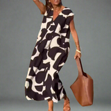 Abito V con stampa in tessuto