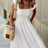 Ivara - Elegant Plaid Summer Dress