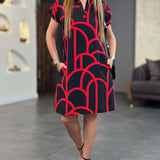 Ellanore - Geometric Print Polo Dress