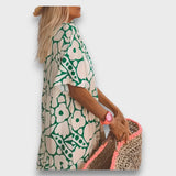 Abito Lungo con Motivo Floreale e Bottoni