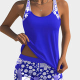 Costume Comodo a Due Pezzi con Motivo Floreale