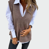 Maglione senza maniche intrecciato