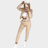 Set Sportivo Femminile a 3 Pezzi con Zip e Vestibilità Comoda