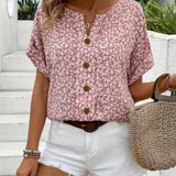 Selestia - Floral Button-Up Blouse