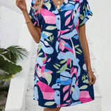 Tiana - Printed Button Down Dress