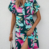 Tiana - Printed Button Down Dress