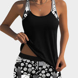 Costume Comodo a Due Pezzi con Motivo Floreale