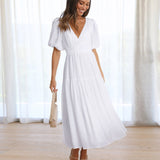 Mirela - V-Neck Puff Dress