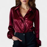Blusa in Satin con Colletto