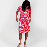 Abito Midi Con Disegno E Maniche Corte