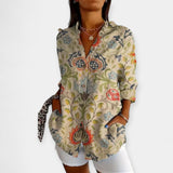 Maglietta con Bottoni e Motivo Floreale