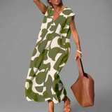 Abito V con stampa in tessuto