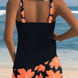 Charlotte - U-Neck Sleeveless Printed Tankini