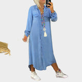 Vestito lungo di jeans con maniche lunghe