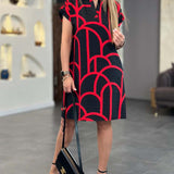 Ellanore - Geometric Print Polo Dress