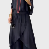 Top Ampio e Pantaloni con Strappo – Set di Due Pezzi in Chiffon