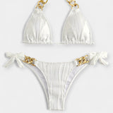 Set di Bikini a Righe con Cuciture