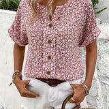 Selestia - Floral Button-Up Blouse