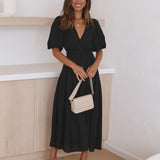 Mirela - V-Neck Puff Dress
