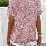 Selestia - Floral Button-Up Blouse