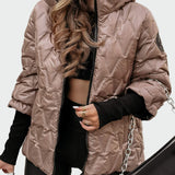 Piumino in cotone con cappuccio e maniche lunghe con motivo trapuntato