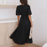 Mirela - V-Neck Puff Dress