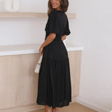 Mirela - V-Neck Puff Dress