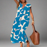 Abito V con stampa in tessuto