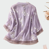 T-shirt in cotone con fiori ricamati