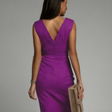 Novalie - V-Neck Dress With Slit