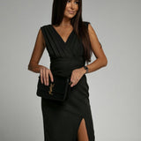 Novalie - V-Neck Dress With Slit