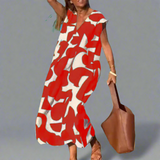 Abito V con stampa in tessuto