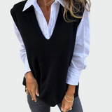 Maglione senza maniche intrecciato