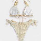 Set di Bikini a Righe con Cuciture