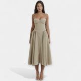 Abito Midi Retro con Spalline Sottili