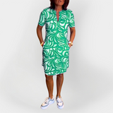 Abito Midi Con Disegno E Maniche Corte