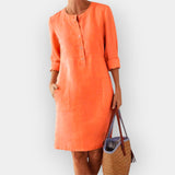 Elegante Abito Midi in Cotone con Design Semplice