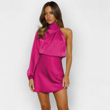 Abito in Satin con Design Asimmetrico